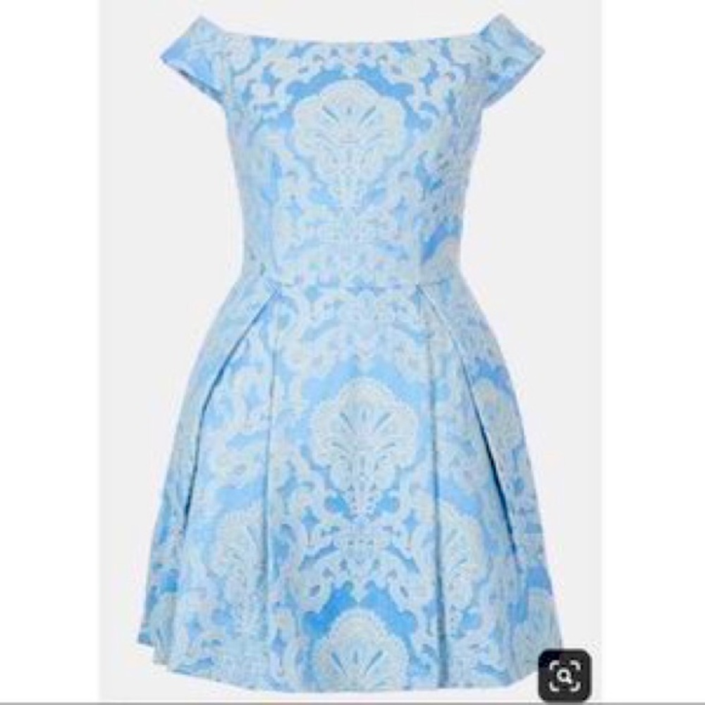 Top shop Blue Debutante Off the Shoulder Brocade Dress